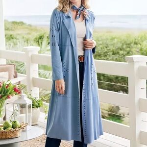Soft Surroundings Norine Faux Suede Duster Jacket Western